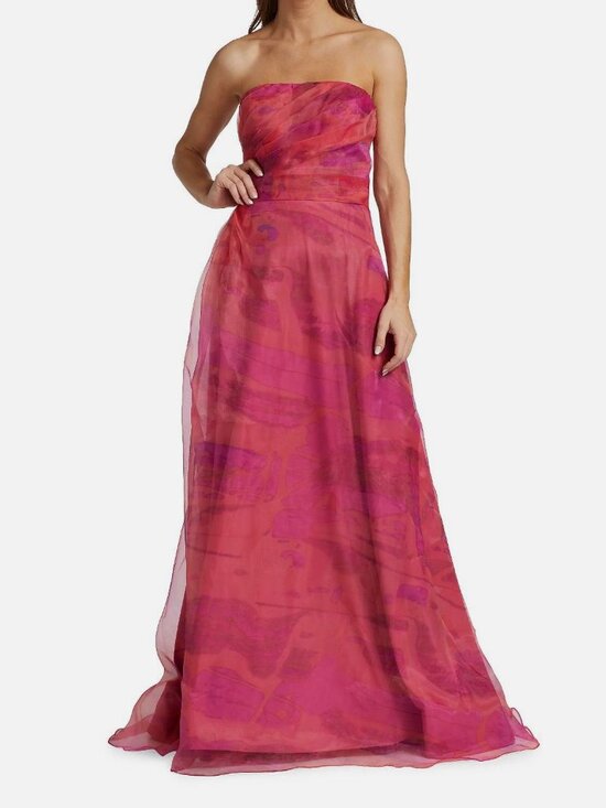 Rene Ruiz Collection Dresses & Skirts - Rene Ruiz Collection Women's Pink Chiffon Draped Strapless Gown Dress Size 6
